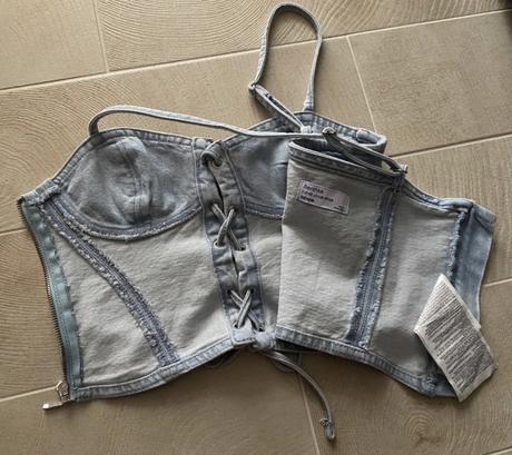 Rifľový korzet na ramienka, bershka, bershka,xs