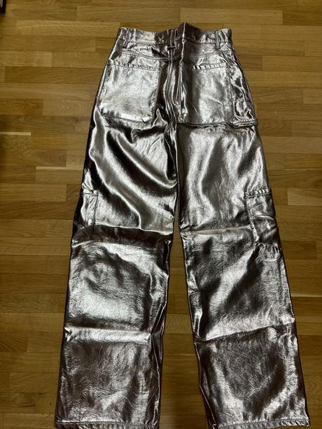 Retro strieborne nohavice, pull&bear,xs