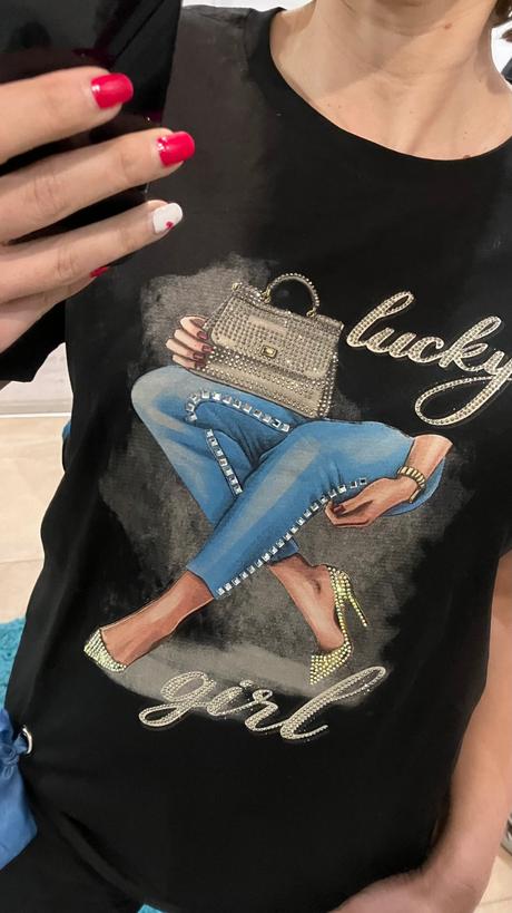 Dámske tričko s potlačou a mašličkou (l/xl), l / xl