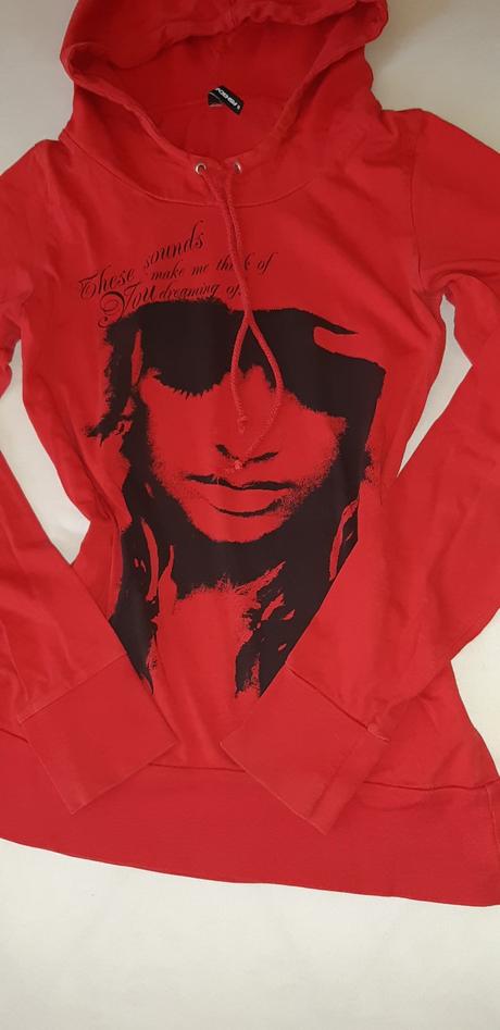 Červená tenká mikina, fishbone,s