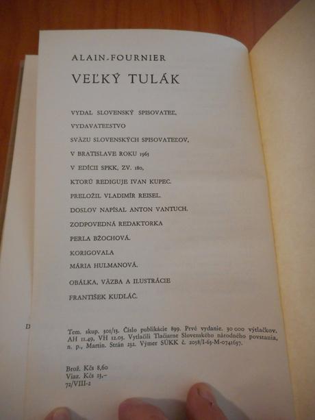 Veľký tulák, alain fournier, 