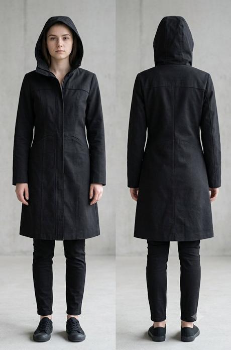 Dlhý čierny bundokabát -parka divided (h&m), 34, h&m,xs