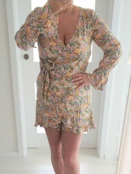 Nový kvetinový overal, veľ m, fishbone,38