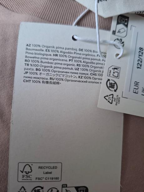 Voľné tričko z bavlny pima, h&m,122 / 128