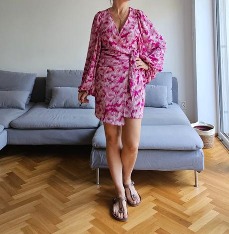 Zavinovacie šaty s obrovskými rukávmi, h&m,s