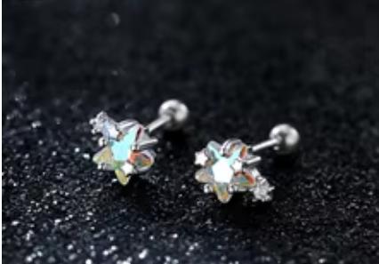 Piercingy malého kvietka s kubickým zirkónom 2ks,
