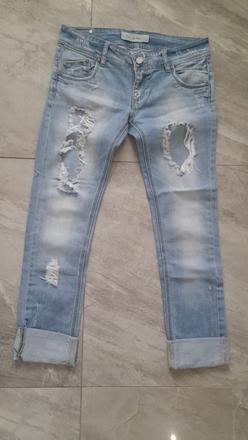 Modré rifle s bedrovým pásom, m