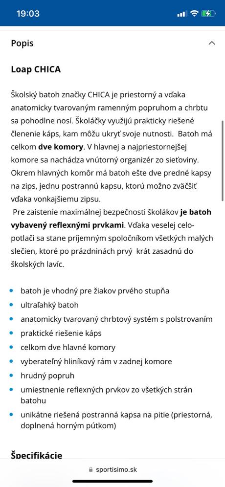 Loap chica školská taška, 