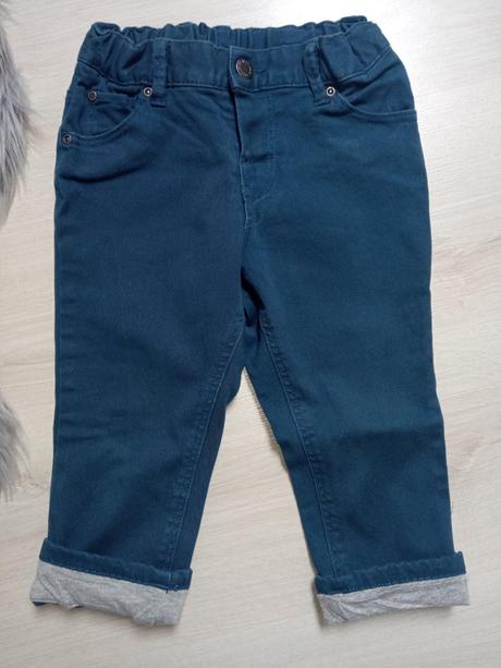 Chlapčenské tmavomodré podšité rifle h&m (92), h&m,92