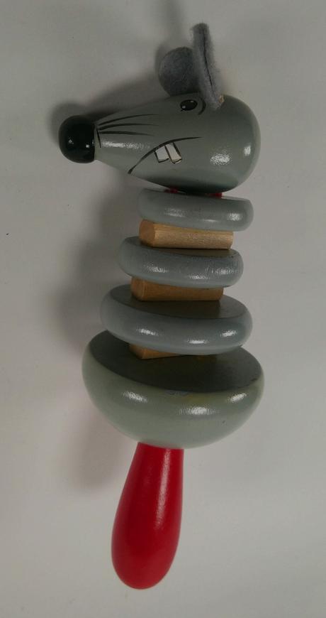 Drevená sivá myška do ruky, 19 cm, 