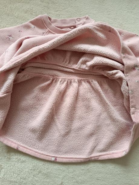 Teplejšie mikinové ružové šaty s malými kvetmi, f&f,68