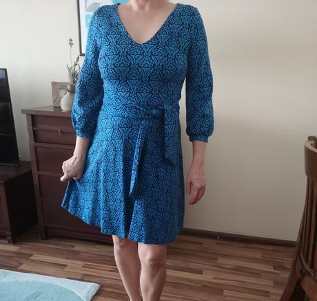 Modré šaty boden, mini boden,38