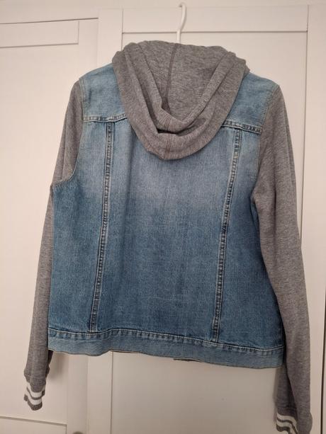 Frajerska 2v1 riflova bunda-mikina top stav, h&m,164