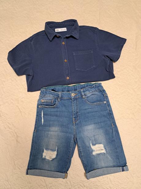 Letný komplet košeľa/rifľové kraťasy, zara,134