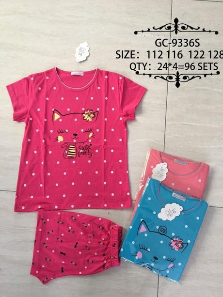 Dievčenské letné pyžamo - viac farieb., 110 / 116 / 122 / 128