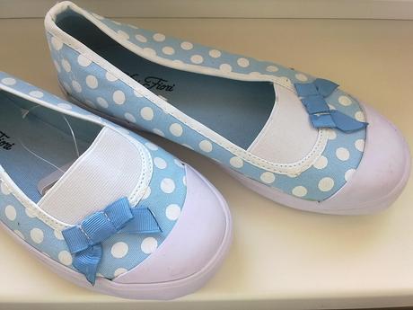 Plátené bodkované balerínky, 34