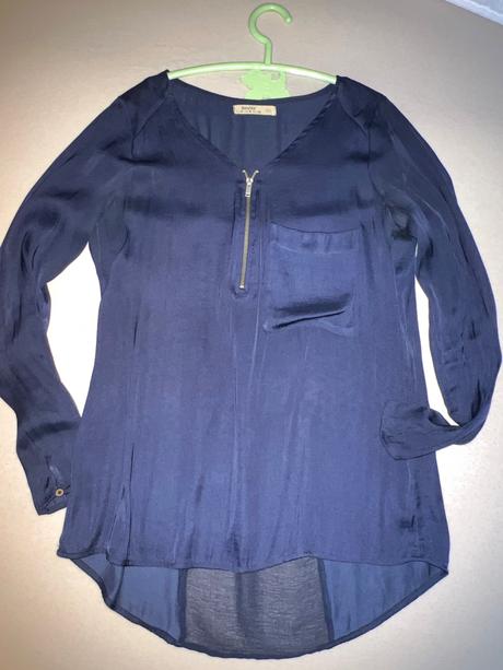 Modra satenova bluzka, bershka,s