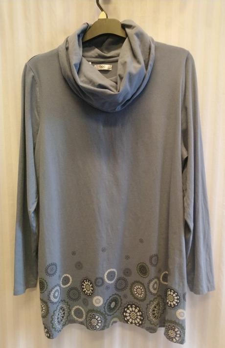 Modrý elastický top, rolák, vzor, bonprix,xxl/xxxl, bonprix,xxxl