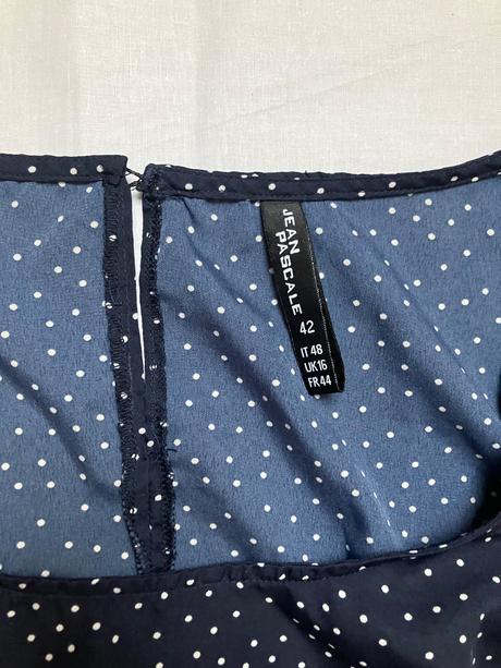 Dámske letné tmavomodré bodkované šaty na ramienka, l