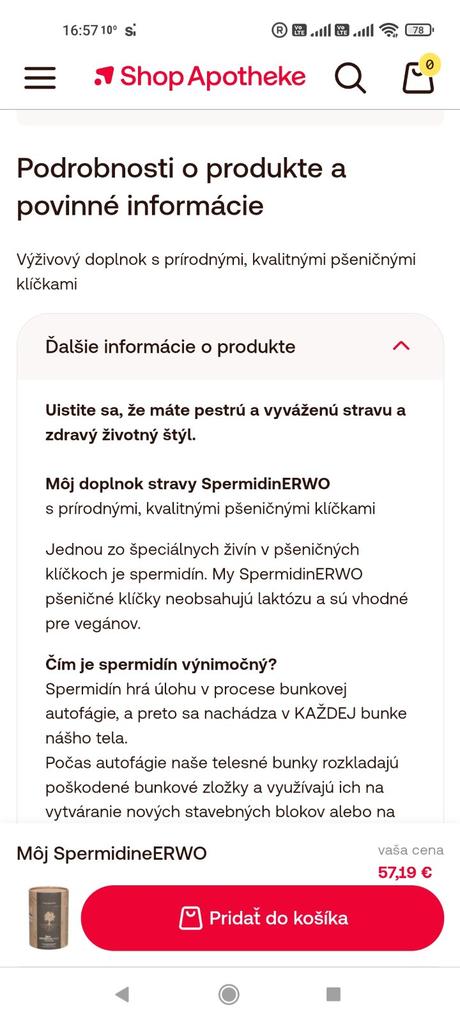 Spermidin v prášku z extraktu pšeničných klíčkov, 