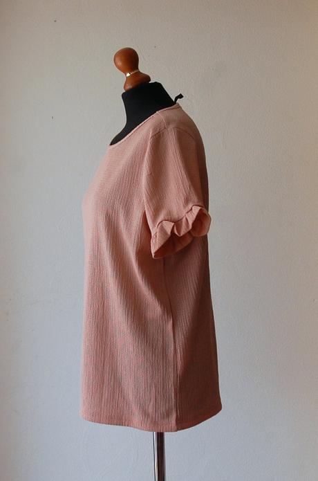 Textúrovaná svetloružová blúzka s volánovými rukáv, vero moda,m