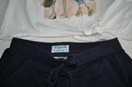 Letný set modrý, tričko cropp s uzlom a šortky, mayoral,134