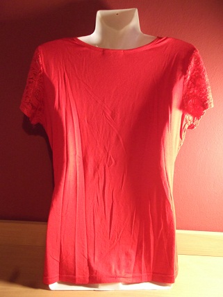 Červeno-čierny top s čipkou + 1 grátis, m