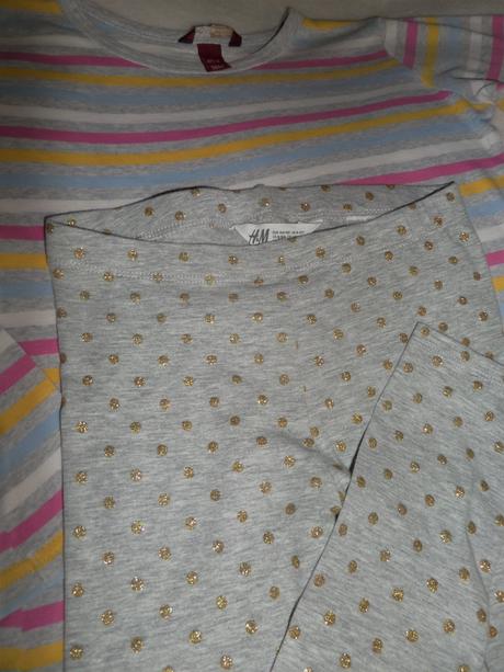 Bodkované legíny, h&m,140