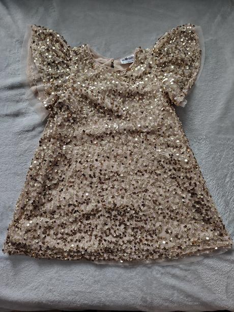 Zlaté filtrované šaty s krátkym rukávom, pepco,92