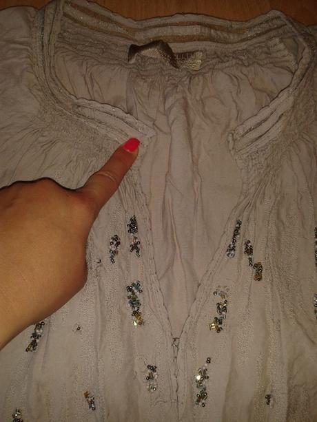 Bezova bluzka s koralikmi, xl