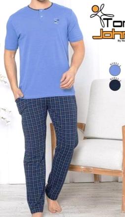 Pánske bavlnené pyžamo s krátkym rukávom, 4xl - xxxl