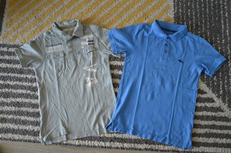 Sivé tričko s golierom 146/152, c&a,146