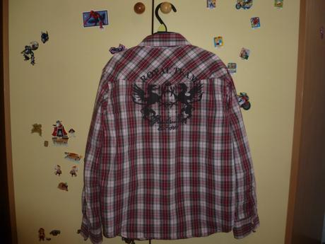 Kockovaná košeľa vzadu potlač, 128