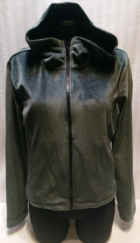 Dámska sivo zelená zamatová mikina, italy, xl