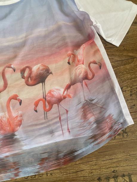 Letné transparentné tričko s plameniakmi, atmosphere,34