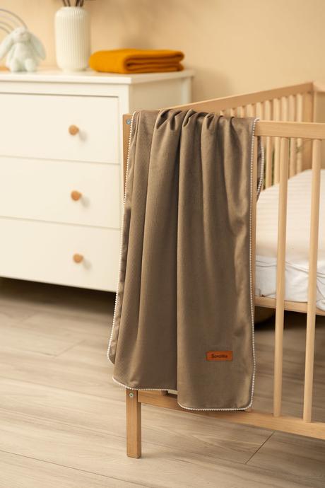 Sensillo zamatová detská deka hnedá 75x100cm,