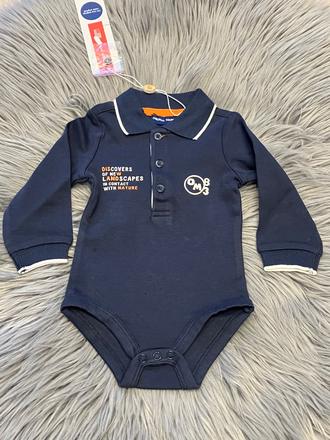 Chlapčenské body s golierom a nápisom (0-3 mes.), original marines,56