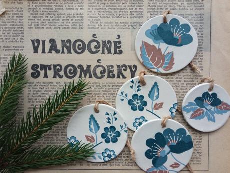 Vianočné ozdoby modré kvietky, 