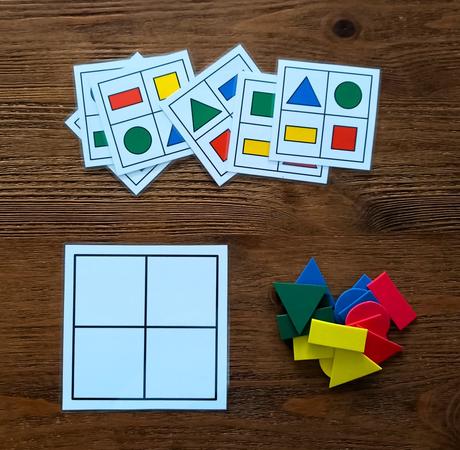 Prikladanie tvarov podľa predlohy,