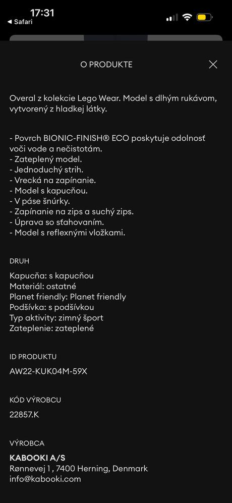 Zimná kombinéza lego, lego,152