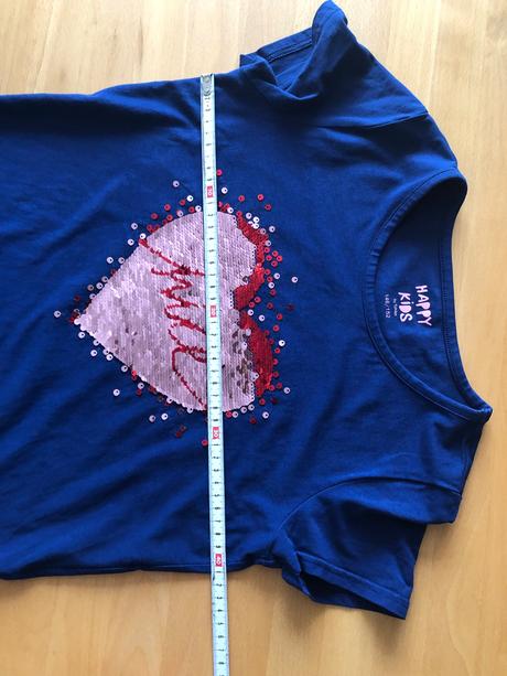 Tmavomodre tricko s flitrami, tchibo,152