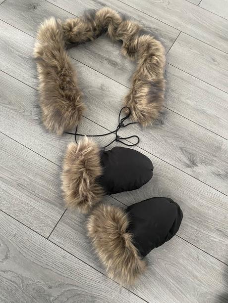 Zimný set na kočiar rukavice kožušina, 
