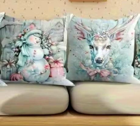 Vianočné obliečky na vankúšik, "snehuliak"a"sob",