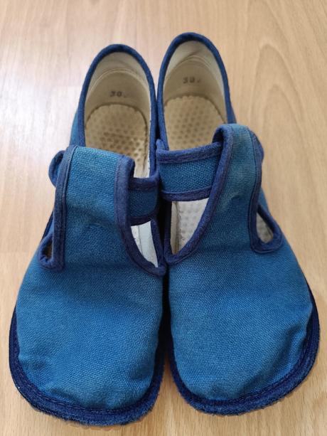 Barefoot detské papuče beda - širší typ grey denim, beda,30