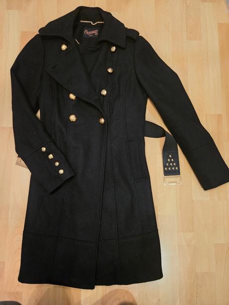 Vlnený čierny kabátik 38, c&a,38