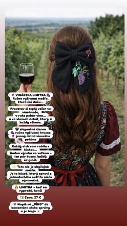 Ručne vyšívaná mašla do vlasov, 