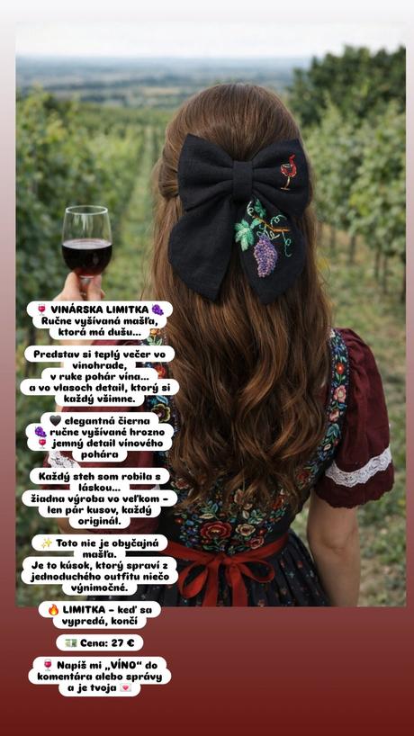 Ručne vyšívaná mašla do vlasov, 