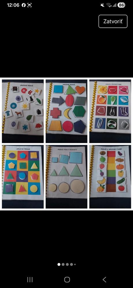 Farby a tvary- aktivity na suchy zips, 