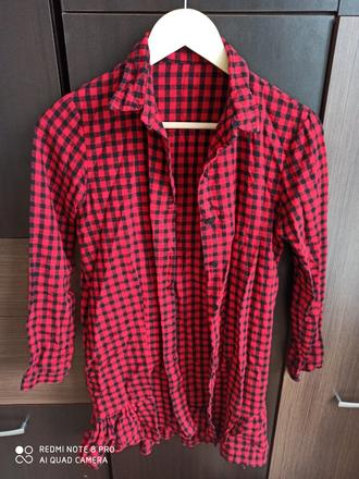 Červená kockovaná košeľa, s