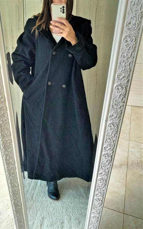 Zimný kabát s kašmírom a kapucňou-xl, xl